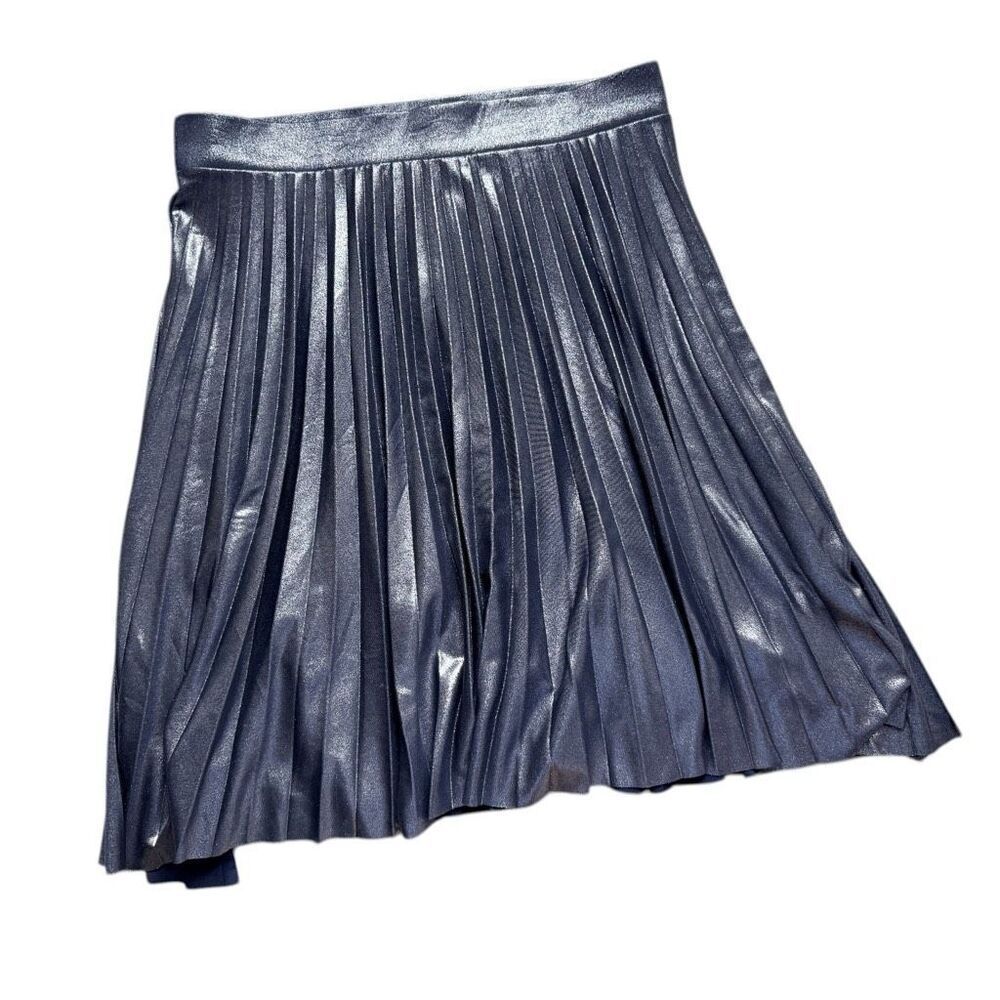 Women Simply Styled Pleated Metallic Shein Knee Length Skirt - Sz L Petite